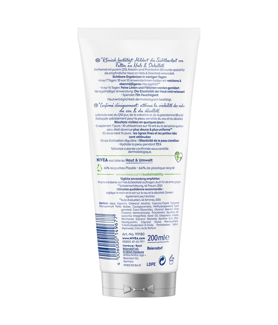 NIVEA Q10 Straffend + Anti-Falten Hals & Dekolleté Creme 200 ml