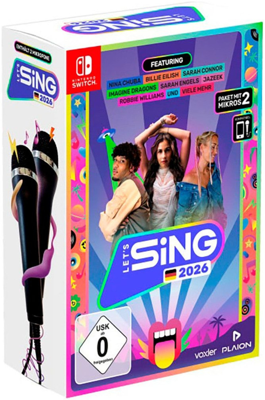 Nintendo Switch Spiel Let's Sing 2026 mit deutschen Hits Mikrofone B-WARE