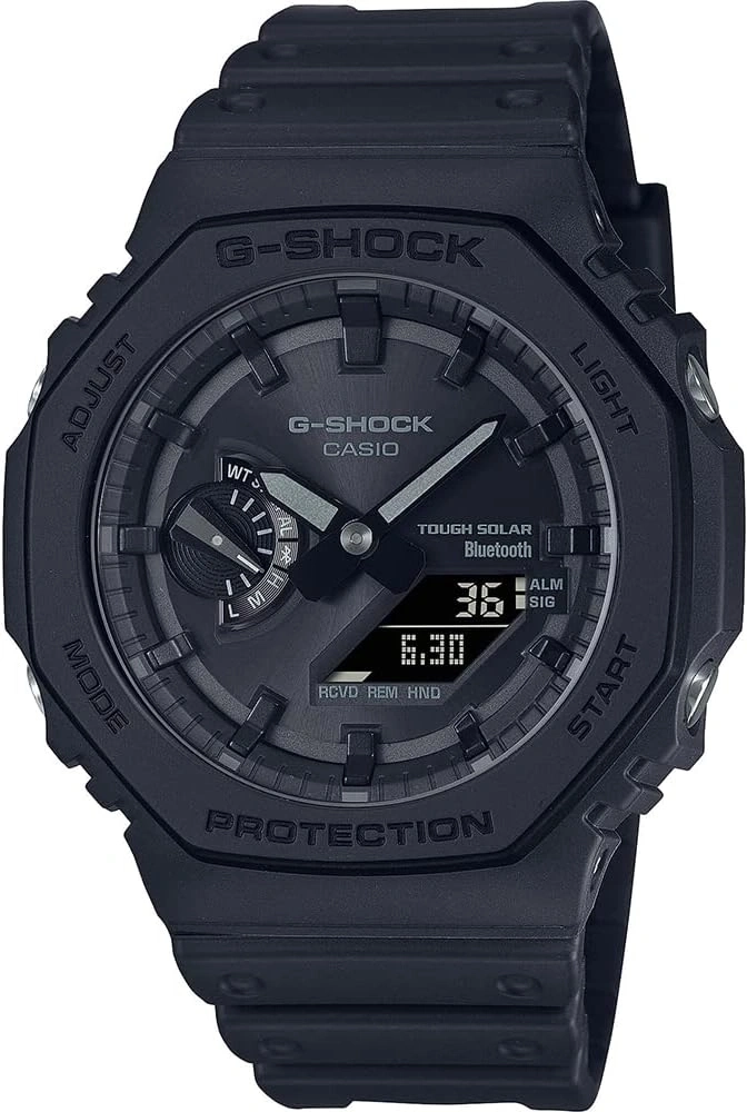 Schwarze G-SHOCK Uhr mit analoger und digitaler Anzeige