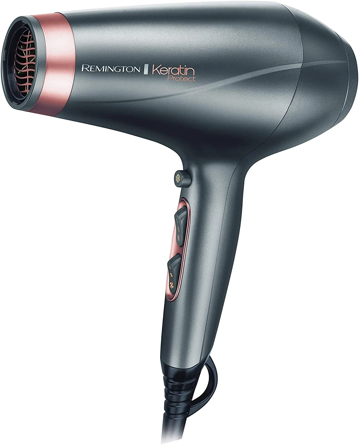 Grauer Föhn mit roségoldenen Akzenten, Remington Keratin Protect