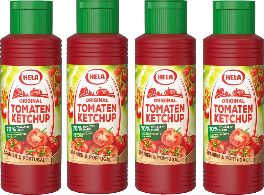 4 x Hela Ketchup Original Tomaten Ketchup 300 ml Flasche Tomatenketchup