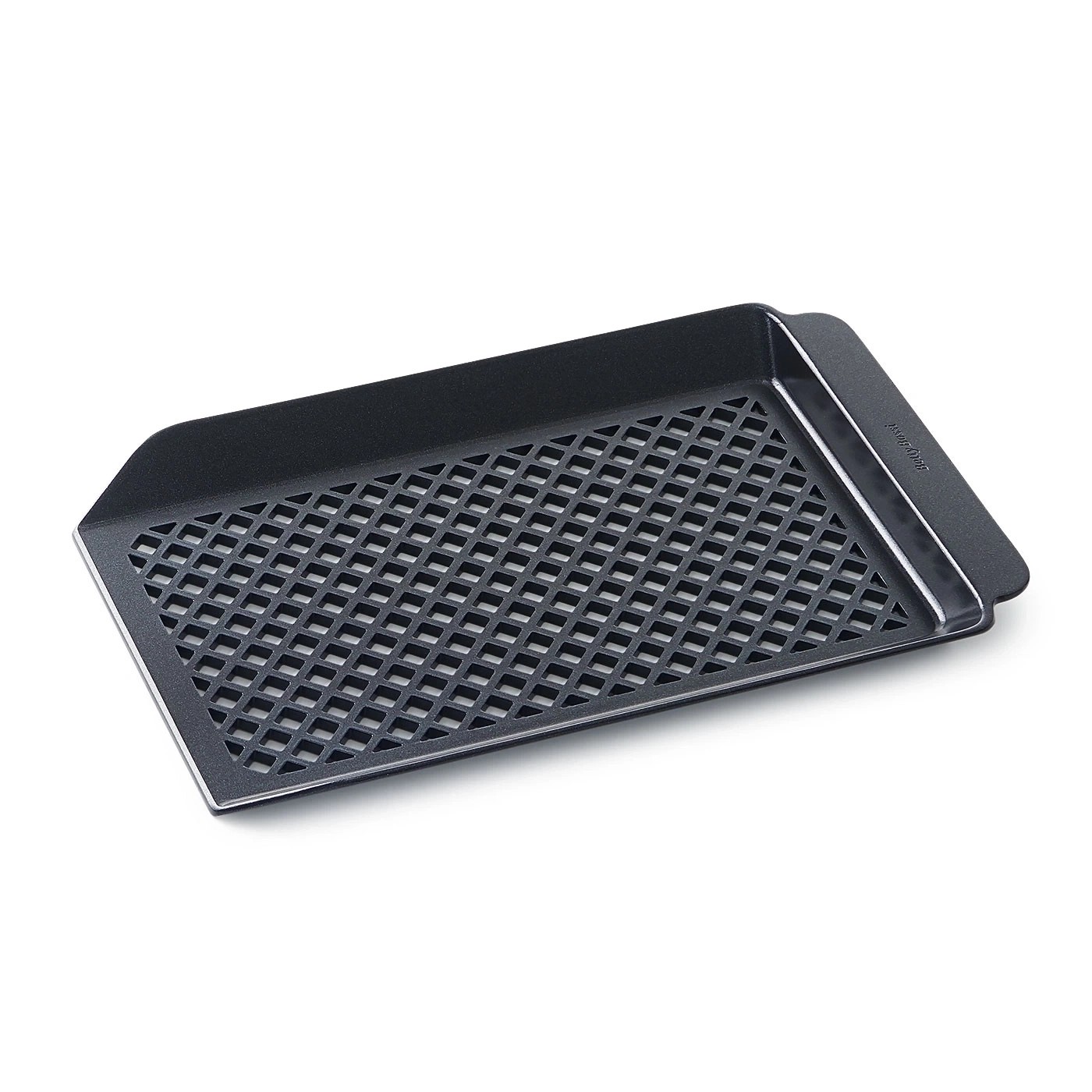 Schwarze Grillpfanne mit Gittermuster, rechteckig, für das Grillen von Speisen