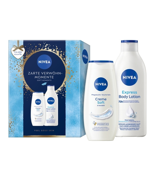 NIVEA Zarte Verwöhn-Momente 2 x Geschenkset, Soft Pflegedusche + Body Lotion