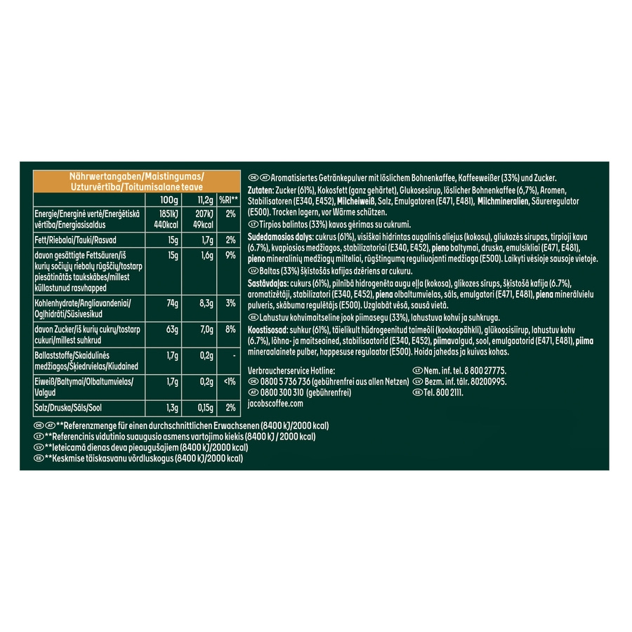 JACOBS Löskaffee 3in1 Typ Caramel 12x10 Getränke Sticks löslicher Kaffee Instant