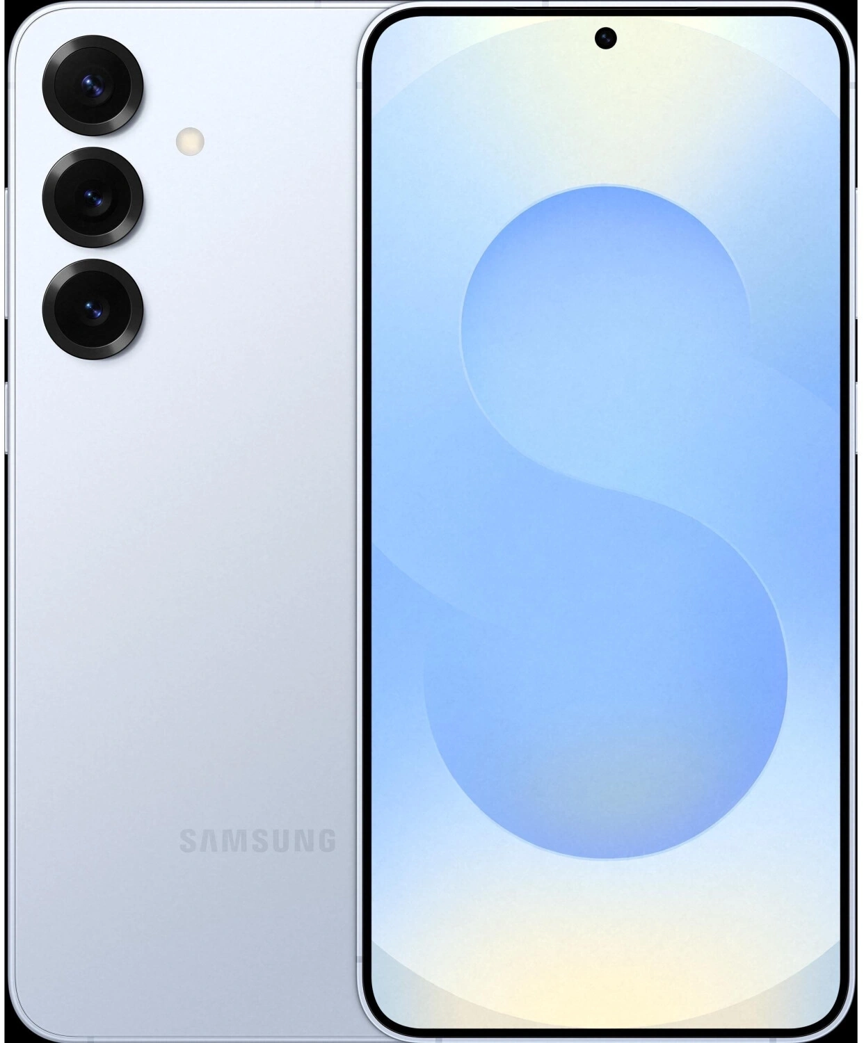 Ein Samsung-Smartphone mit drei Kameras auf der Rückseite.