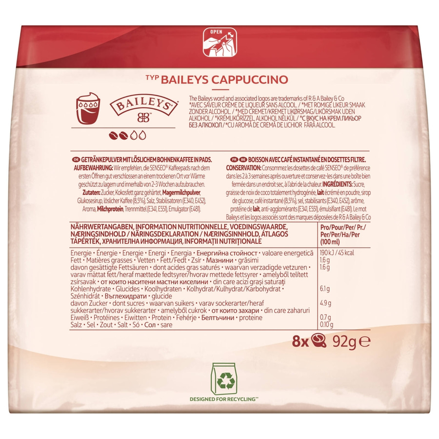 SENSEO Pads Typ Cappuccino Baileys Senseopads 80 Getränke Kaffeepads
