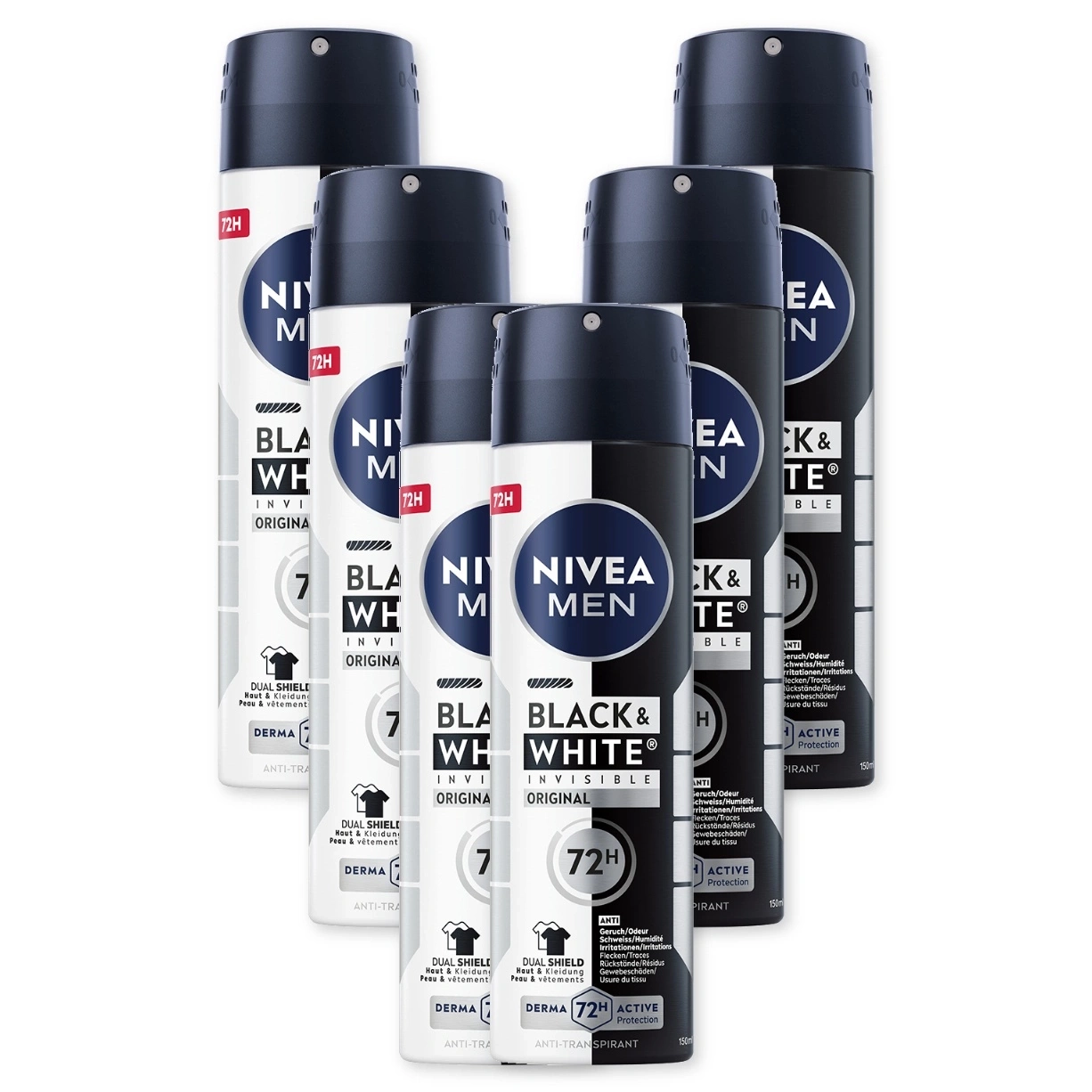 Nivea Men Black & White Invisible Original Deodorant Spray, 6er Pack