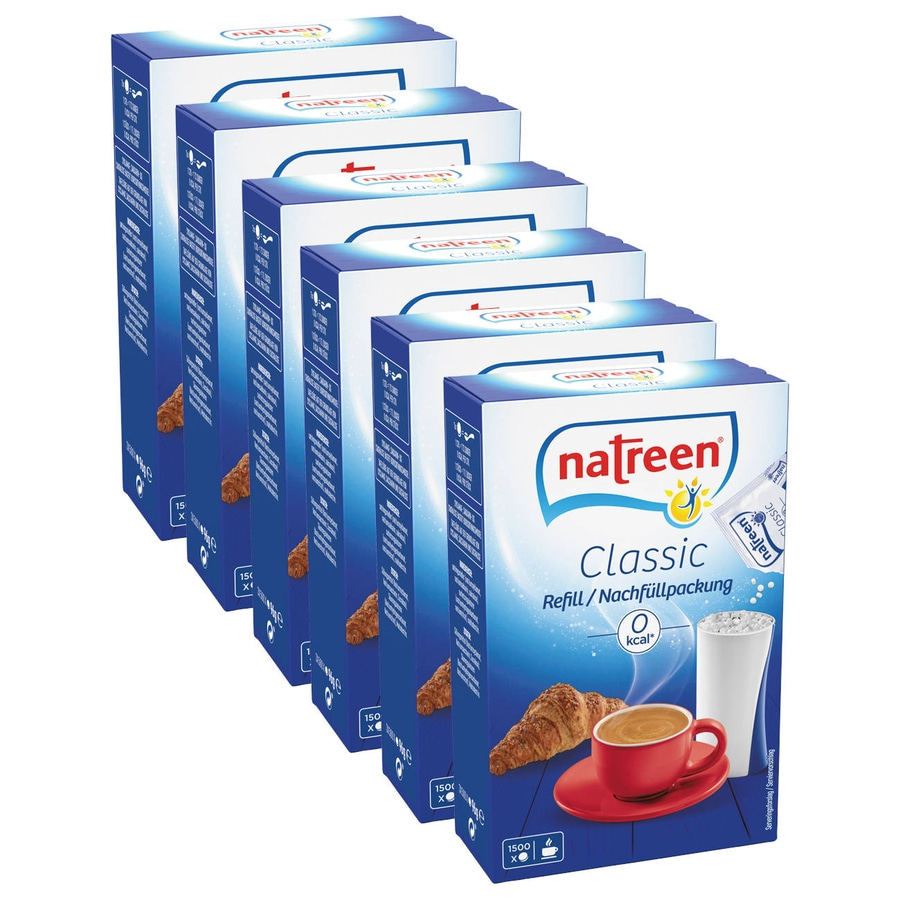 NATREEN® Süßstoff Classic Feine Süße Refill 6x1500 Stück Tafelsüße Nachfüllpack