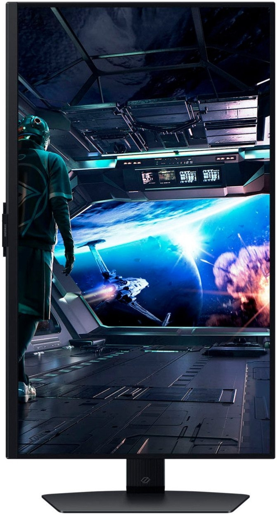 Ein Mann in einem Raumschiff beobachtet eine Explosion im Weltraum.