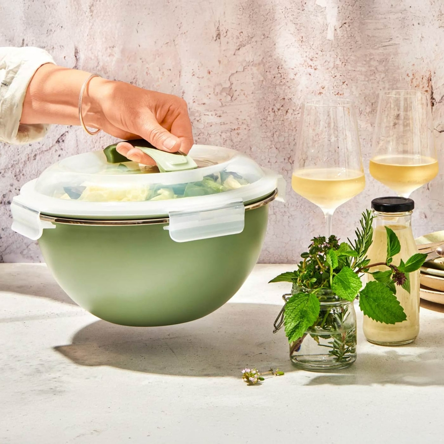 BETTY BOSSI Edelstahlschüssel mit Transportdeckel Rührschüssel Salat Ø 27 cm