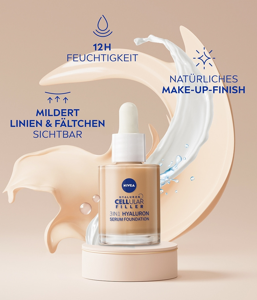 Nivea Cellular Filler Serum Foundation, 12H Feuchtigkeit, natürliches Make-up-Finish
