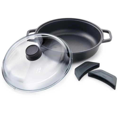 BETTY BOSSI Pfanne mit Glasdeckel 24cm ofenfest Hoher Rand Antihaft-Beschichtung