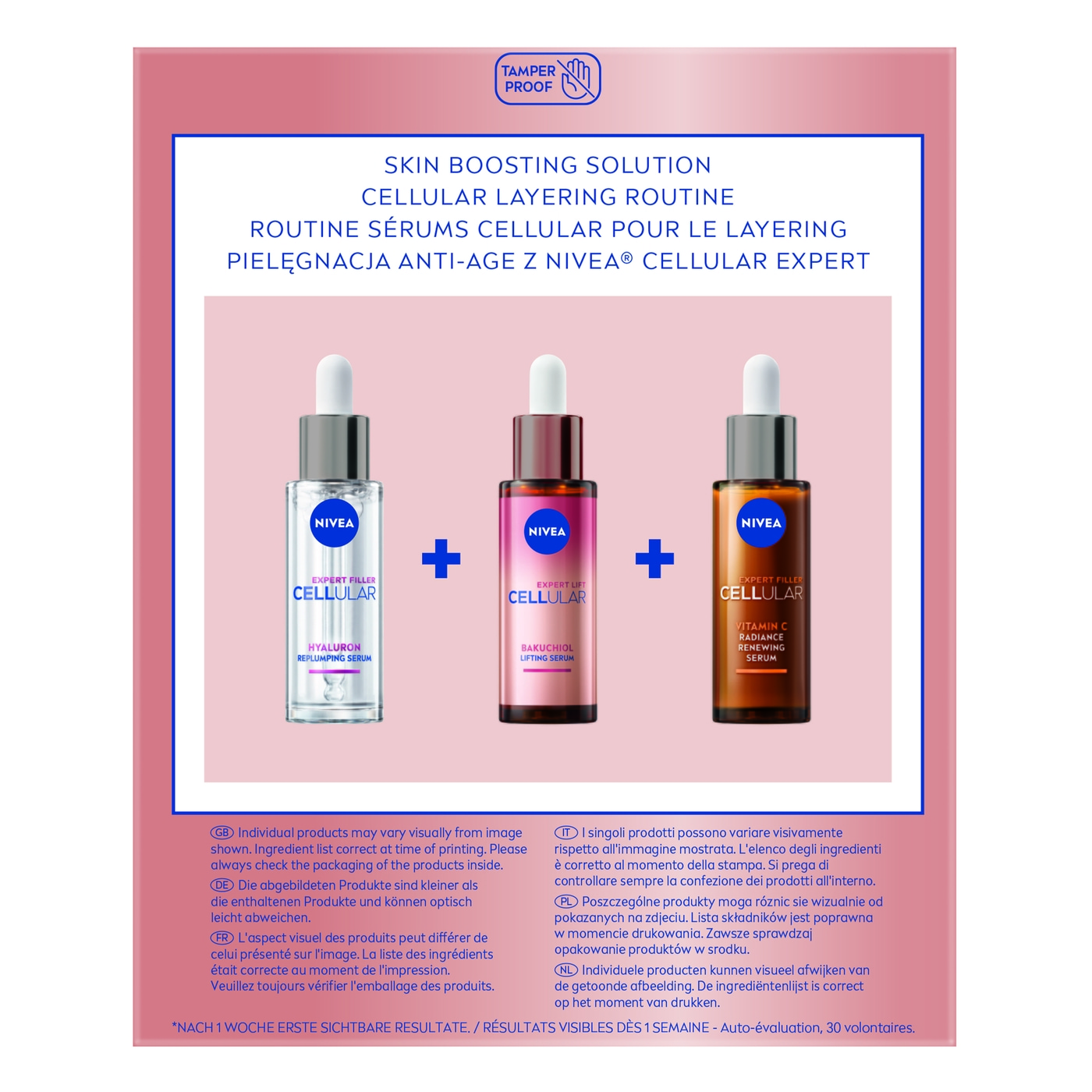 NIVEA Cellular Skin Boosting Solution mit Vitamin C Serum, Hyaluron & Bakuchiol