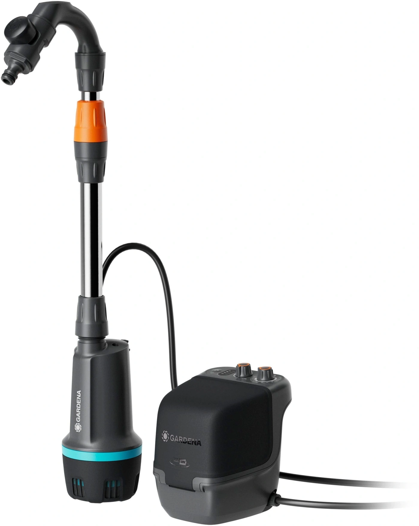 Gardena submersible pump with control unit and hose attachment