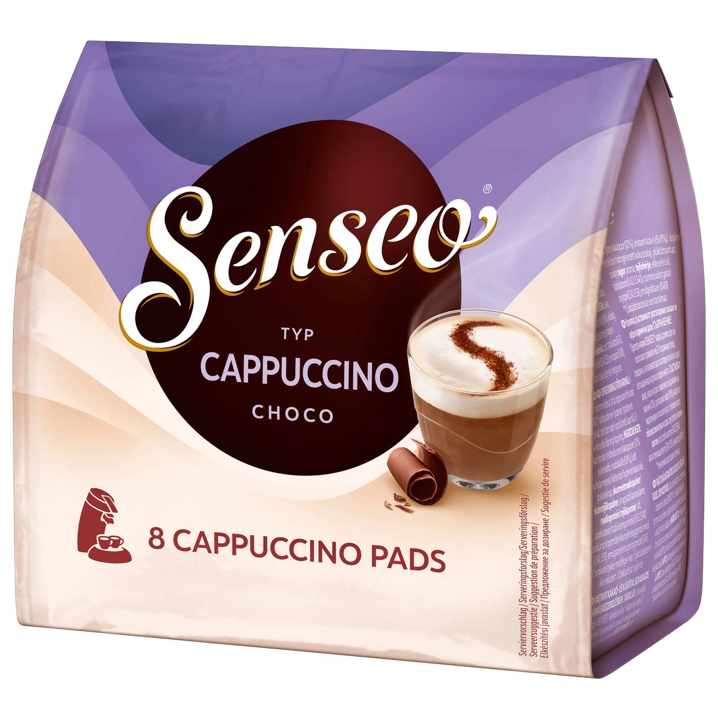 Senseo Cappuccino Choco Pads, 8 Stück, Kaffeepads, Getränkepads, Kaffeegenuss