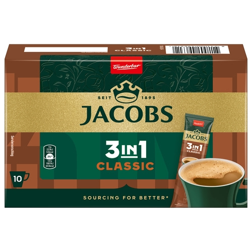 JACOBS Löskaffee 3in1 Classic 12x10 Sticks löslicher Kaffee Instantkaffee 120
