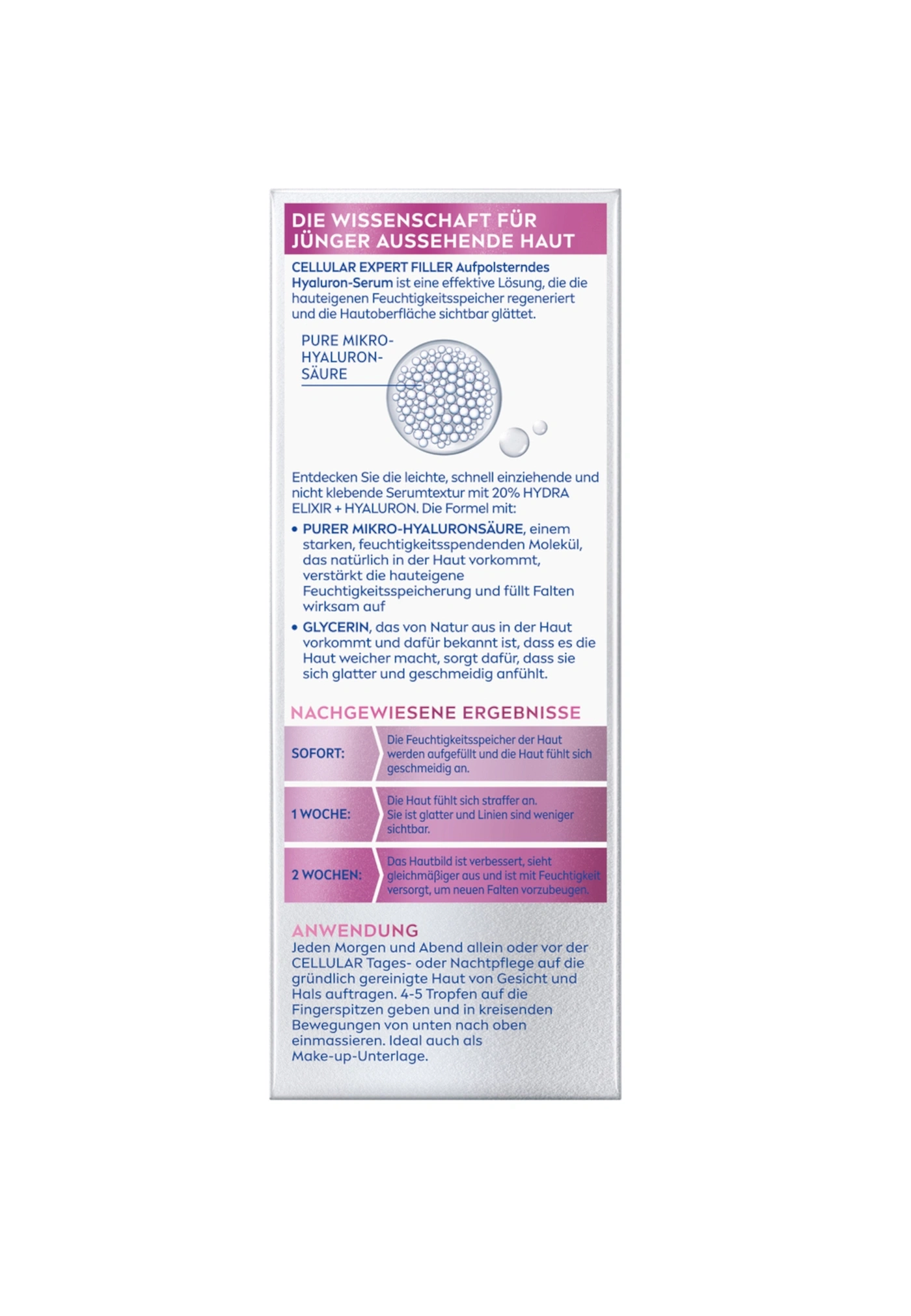 Produktbeschreibung: Anti-Falten-Serum für jünger aussehende Haut. Anwendung und Ergebnisse.