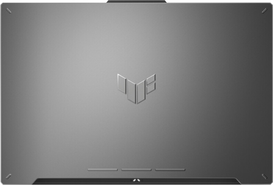Grauer Laptop mit ASUS-Logo. Oberseite des Laptops. Technologie.