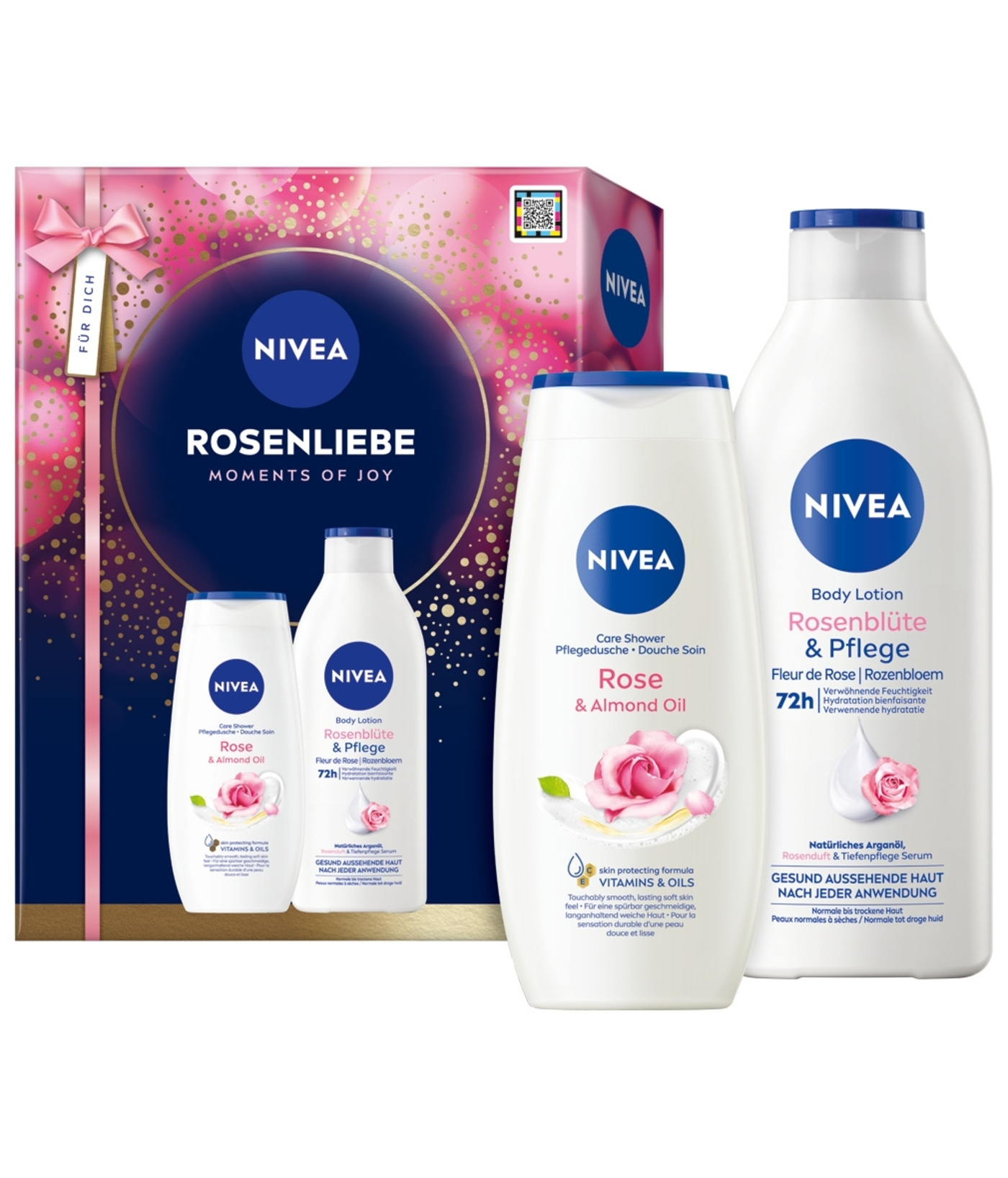 NIVEA Rosenliebe 2 x Geschenkset Duschgel 250 ml und Bodylotion 400ml