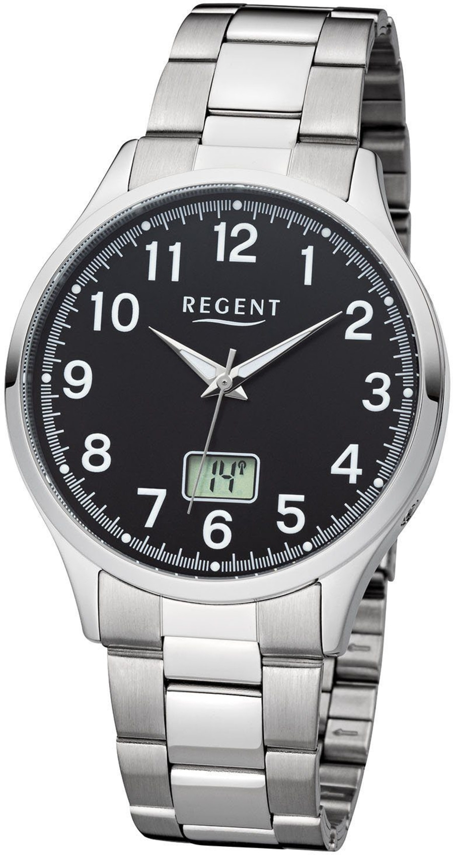 REGENT Funkuhr FR273 - 1841.40.97 Quarzuhr Armbanduhr Herrenuhr Leuchtzeiger