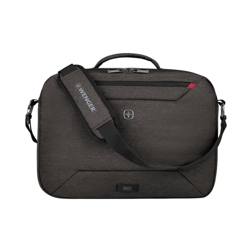 Wenger-Laptoptasche, dunkelgrau, mit Schultergurt, Logo und Jahr 1893