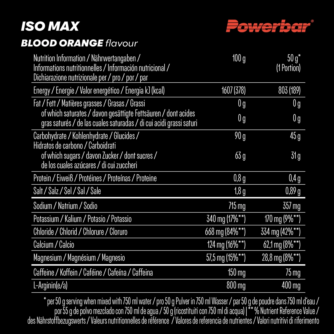POWERBAR Isomax Blood Orange 1200g Isotonisches Sportgetränk Pulver 75mg Koffein