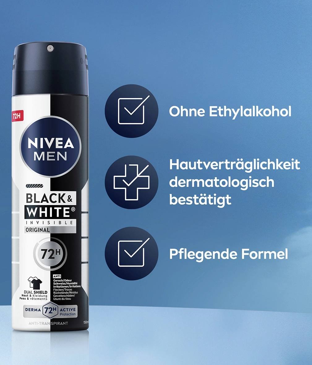 NIVEA Deodorant Men Black & White Invisible Original 6 x 150ml