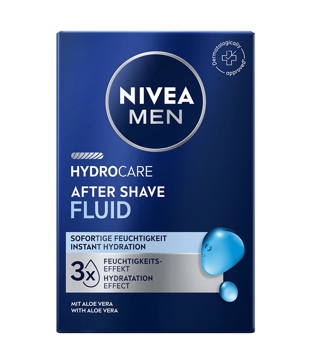 NIVEA MEN Hydrocare After Shave Fluid mit Aloe Vera für sofortige Feuchtigkeitszufuhr.