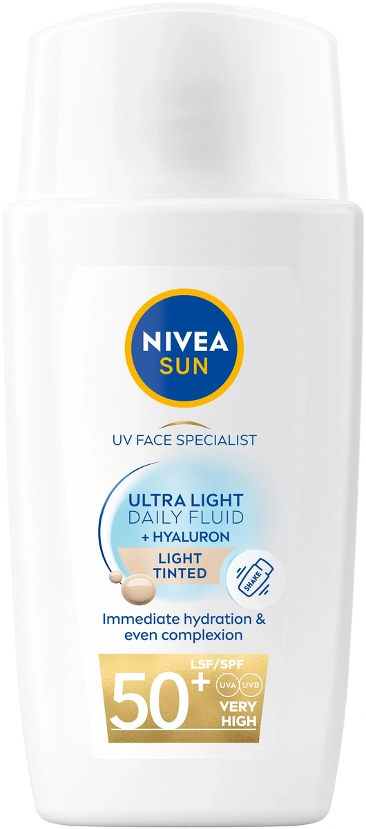 Nivea Sonnencreme, Ultra Light Daily Fluid, Licht getönt, LSF 50+, für das Gesicht