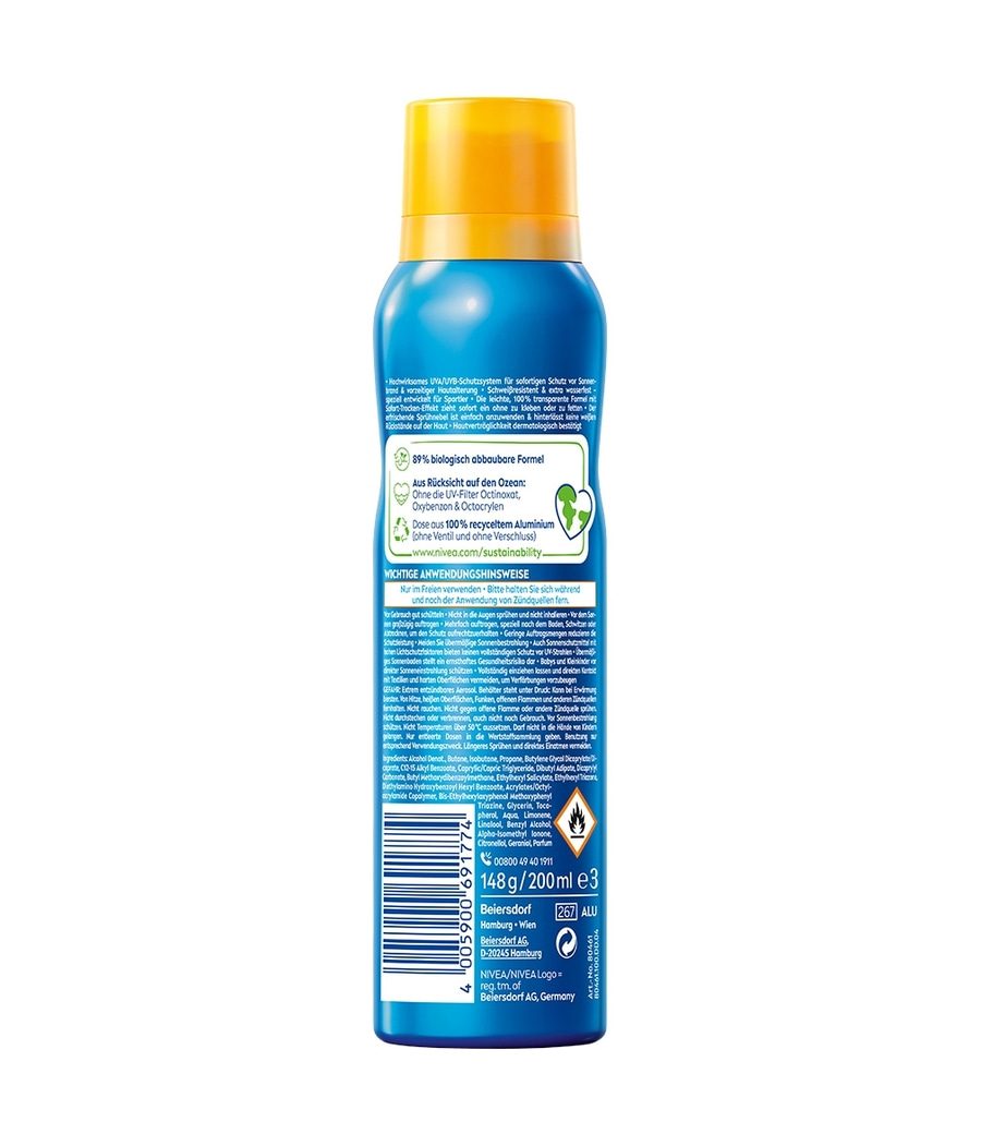 NIVEA SUN UV Dry Protect Sport Sonnenspray LSF 50 200ml
