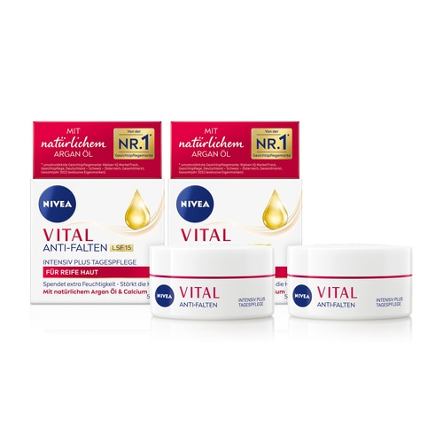 NIVEA Tagespflege VITAL Anti-Falten Intensiv Plus LSF 15 Bio Arganöl 2 x 50 ml