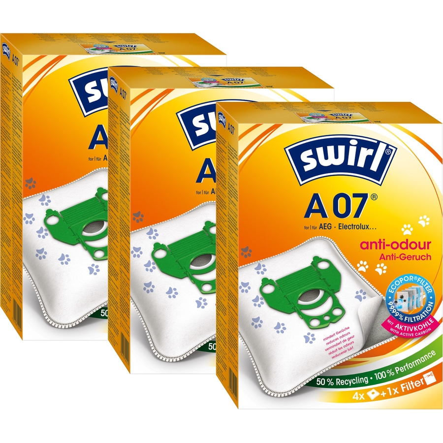 SWIRL Staubsaugerbeutel A 07 EcoPor® Anti-Geruch für AEG, Electrolux 12 Beutel