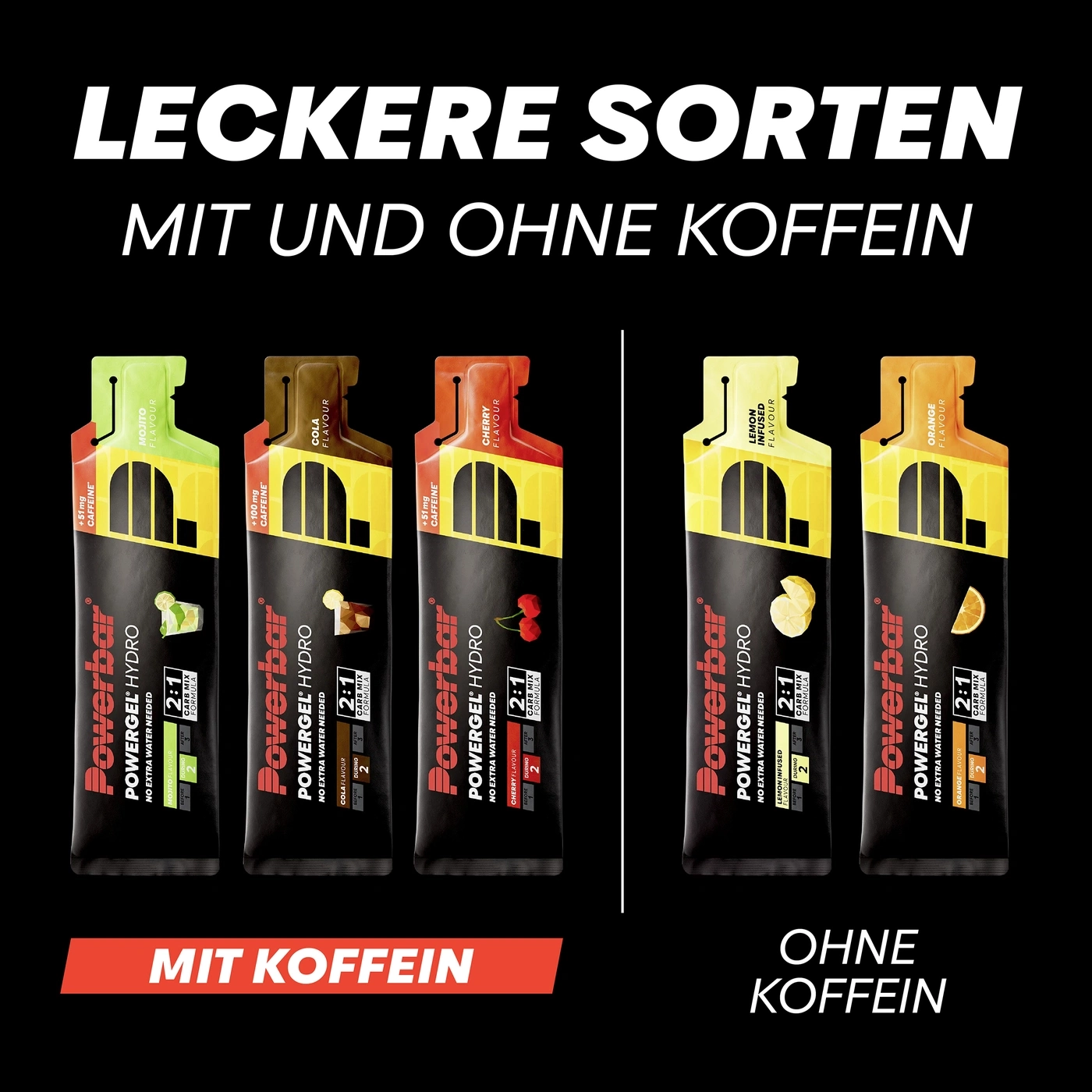 POWERBAR PowerGel Hydro Cola 9x67ml High Carb Energie Gel Natrium 100mg Koffein