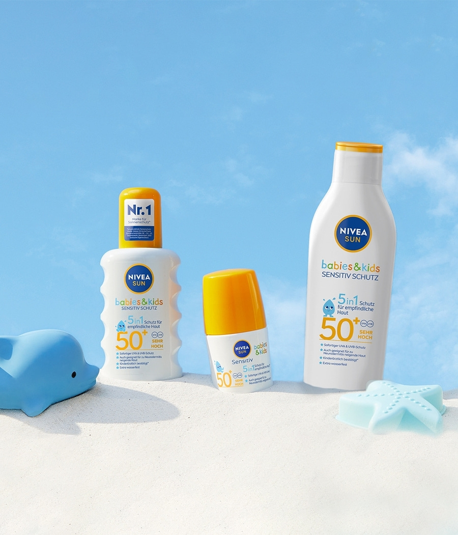 NIVEA SUN 5in1 Sonnen-Roller Babies & Kids Sensitiv LSF 50+ Sonnenschutz 2x 50ml