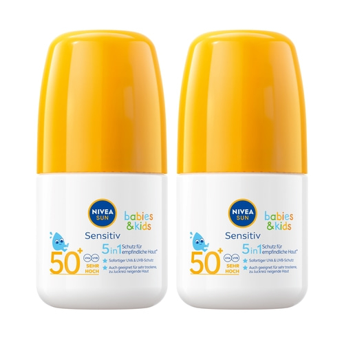 NIVEA SUN 5in1 Sonnen-Roller Babies & Kids Sensitiv LSF 50+ Sonnenschutz 2x 50ml