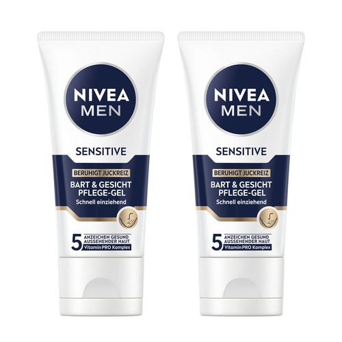 NIVEA MEN Bart & Gesichtspflege Gel Sensitive 24h Feuchtigkeit lindernd 2 x 50ml