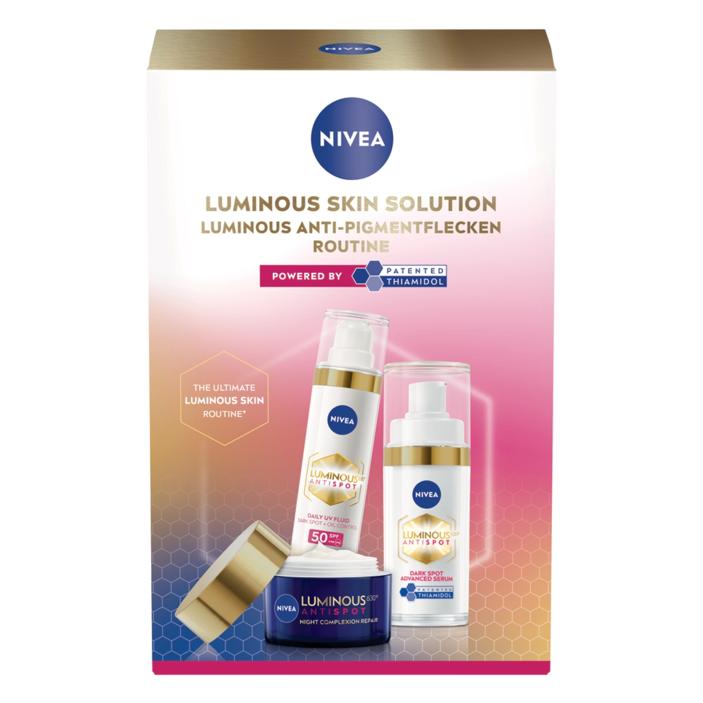 NIVEA LUMINOUS630 Gesichtspflege Set Tagespflege Nachtcreme & Intensiv Serum