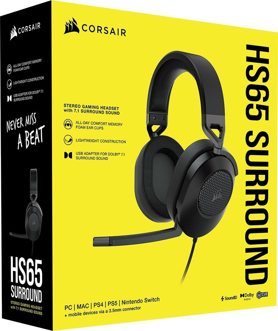 CORSAIR HS65 Gaming-Headset Surround ohrumschließend kabelgebunden schwarz NEU
