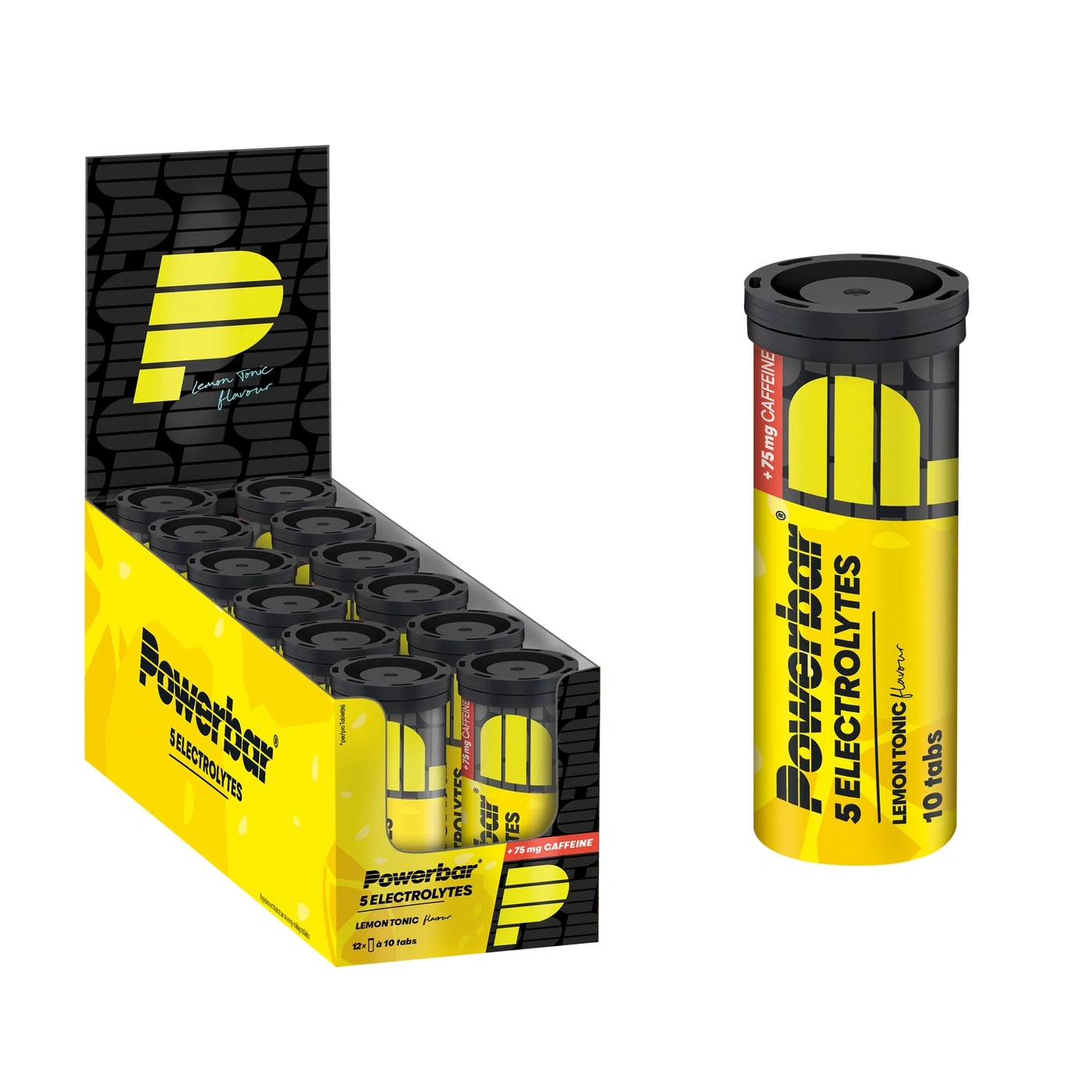 Powerbar 5 Elektrolyte Zitrone Tonic Geschmack Tabs in Verpackung und Röhre
