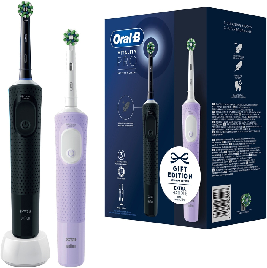 Braun ORAL-B Vitality Pro Protect X Clean Duo Zahnbürste schwarz + lila B-WARE