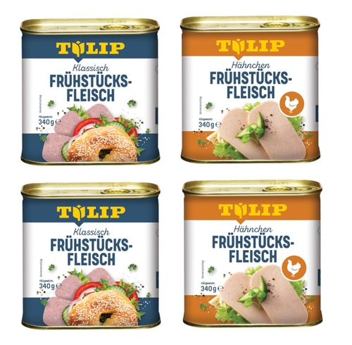 TULIP 4x 340g Bundle Frühstücksfleisch Schwein und Hähnchen Dänische Delikatesse