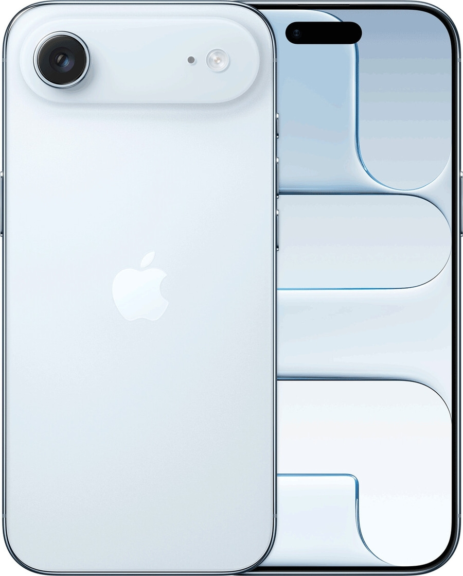 Ein weißes iPhone mit Apple-Logo und Kamera auf der Rückseite.