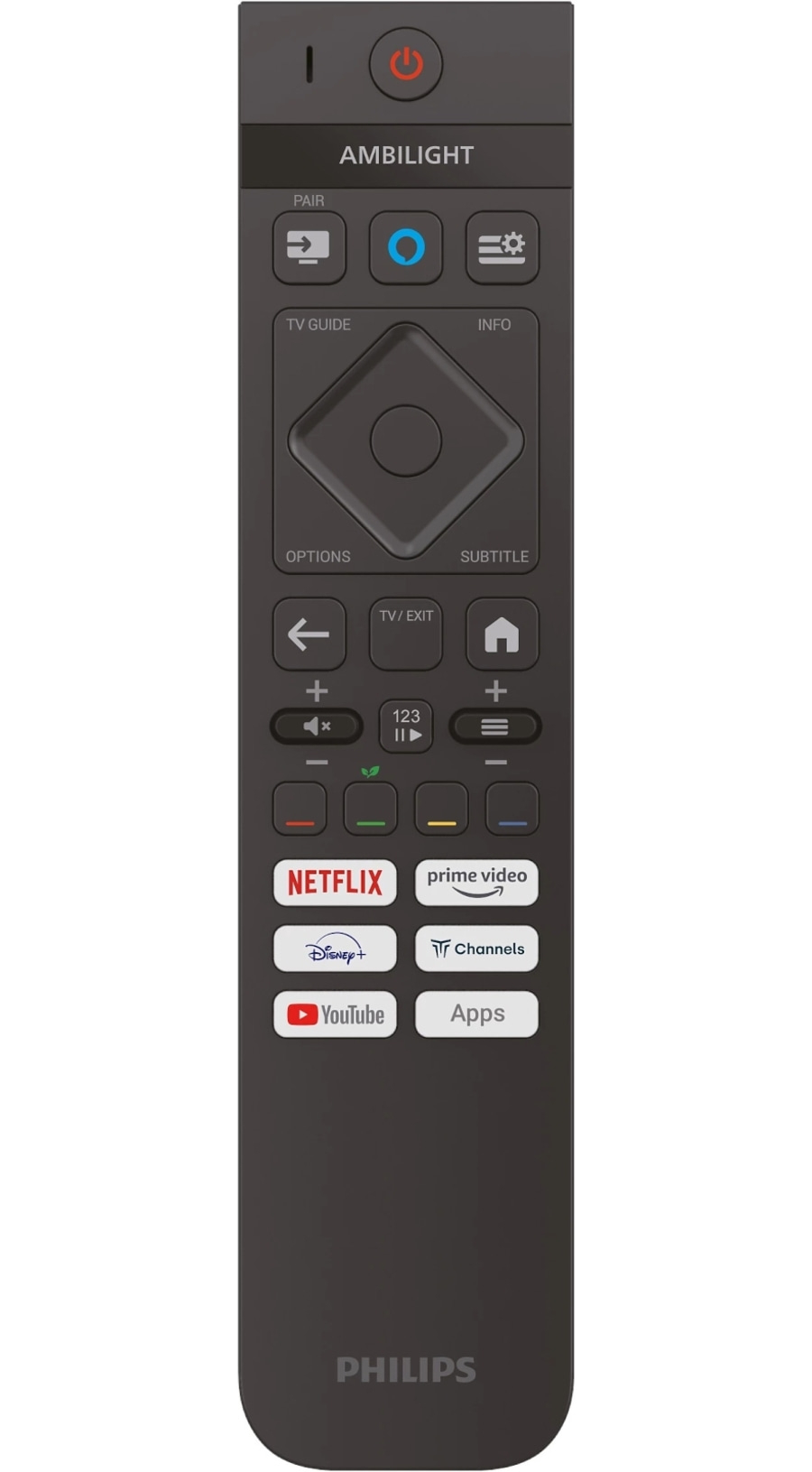 Fernbedienung von Philips mit Netflix, YouTube und anderen Apps.