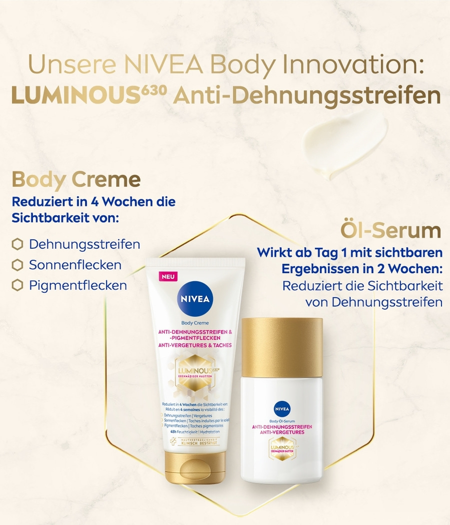 NIVEA Body Innovation Anti-Dehnungsstreifen Creme und Öl-Serum, reduziert Dehnungsstreifen