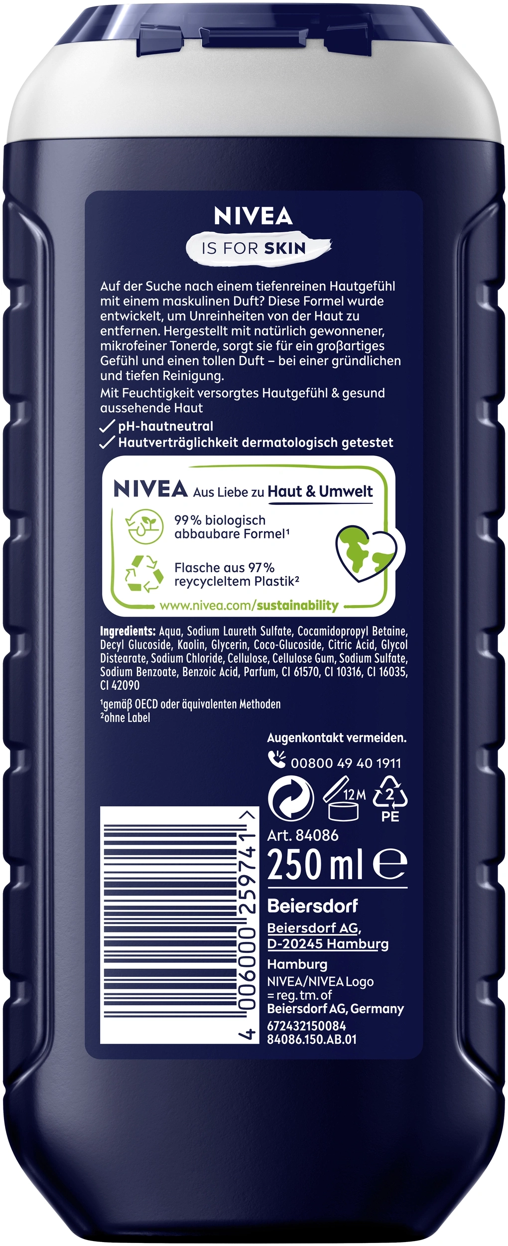 Nivea Is For Skin 250 ml Duschgel mit maskulinem Duft