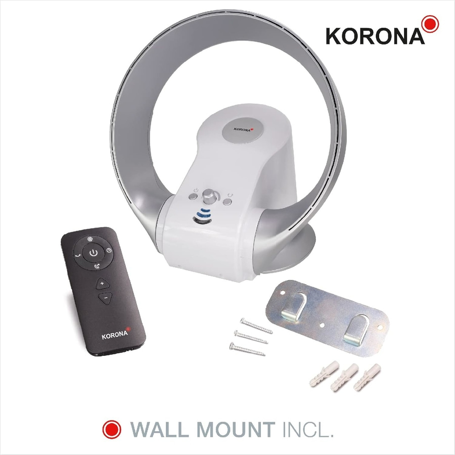 Korona-Ventilator mit Fernbedienung und Wandhalterung. Modernes Design.