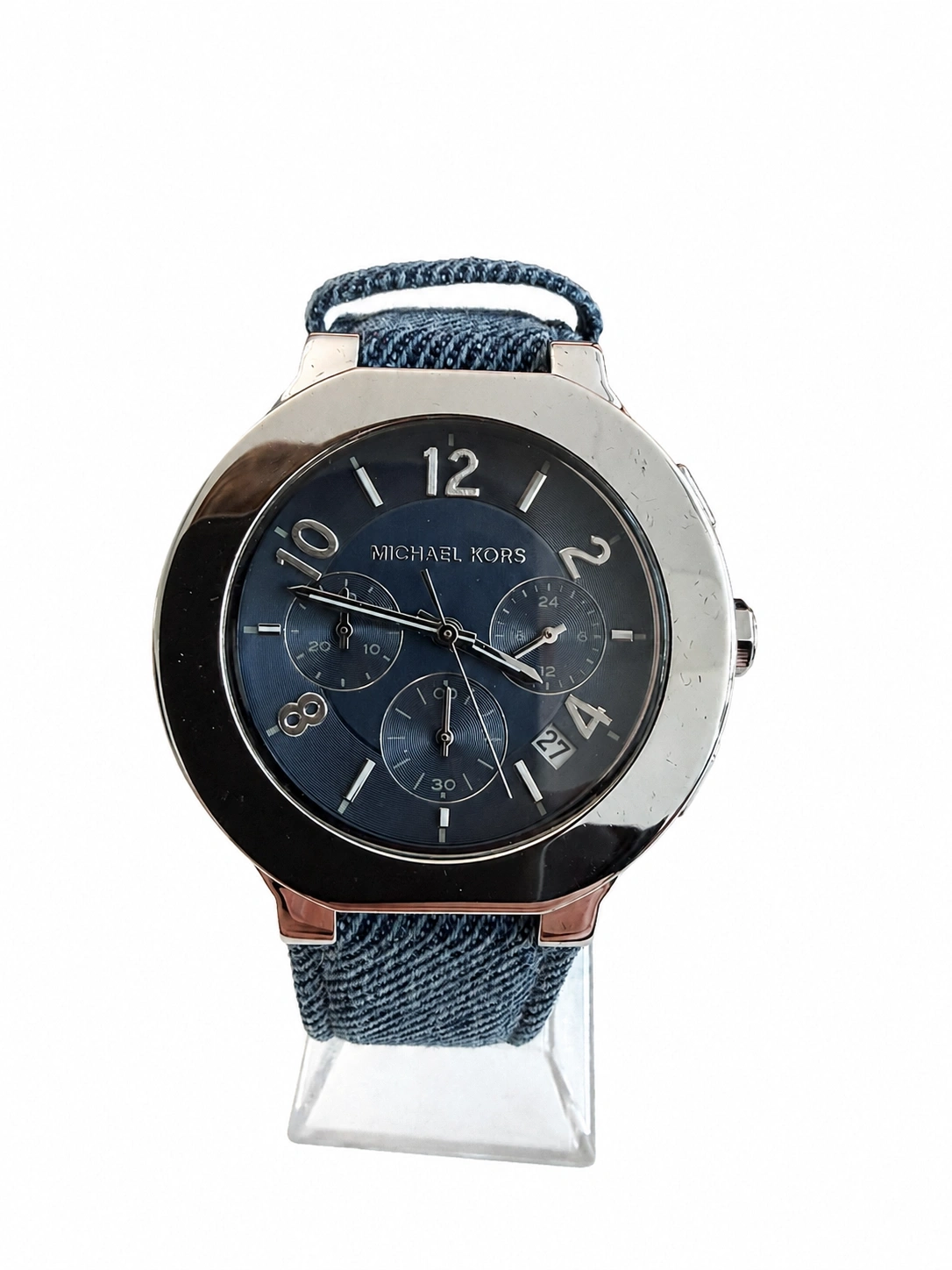 Michael Kors Damenuhr mit blauem Zifferblatt und Denim-Armband