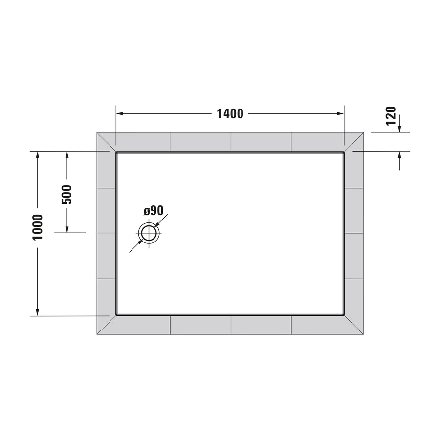 DURAVIT Bodenbündige Duschwanne Tempano 1400x1000 mm Rechteck Weiß