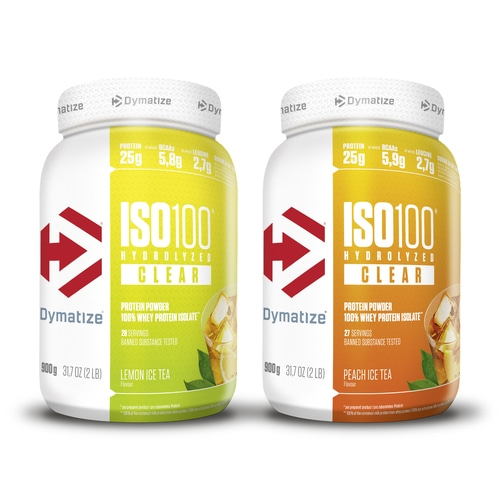 DYMATIZE Whey Protein Pulver Shake ISO 100 Clear Ice Tea Lemon & Peach je 900 g