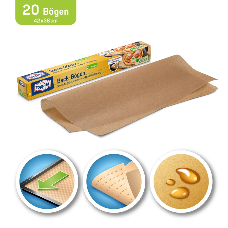 Toppits® Back-Set Backpapier Bögen Alufolie Spritzbeutel Allzweckbeutel Silikon